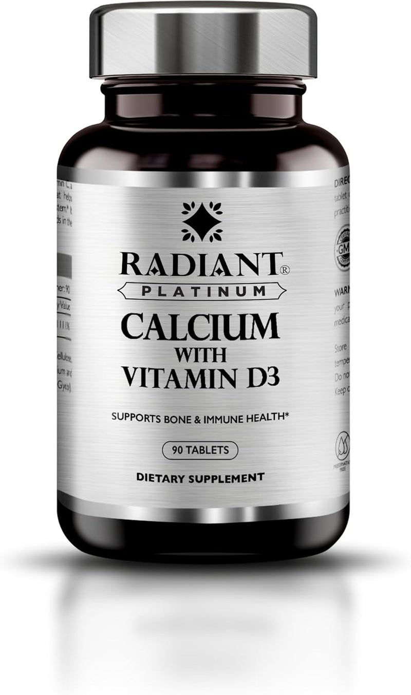 Radiant Platinum Calcium With Vitamin D3 | Support Bone & Immunity Health - 90 Tablets - Image 1